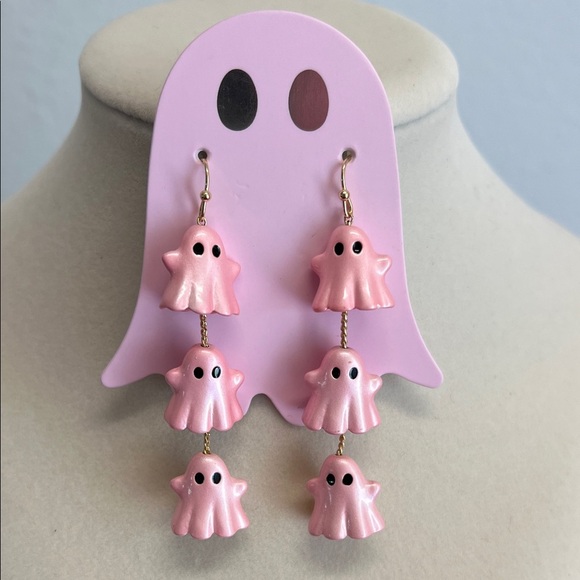 Charming Pink Ghost Dangle Earrings 👻🩷 - Picture 1 of 5